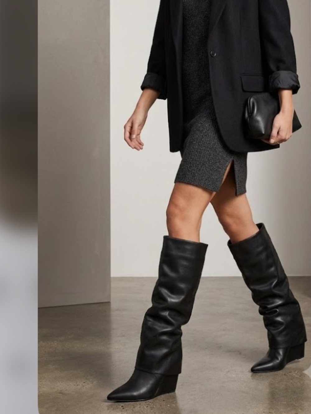 Madden euc Black Knee-High Wedge Boots